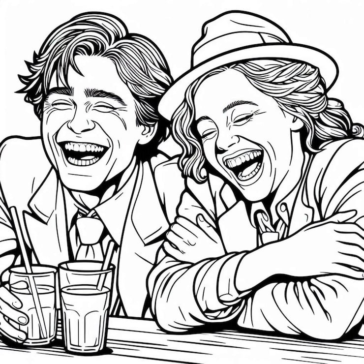 Laughter With Friend Coloring Page Ai Generated 703099 5523