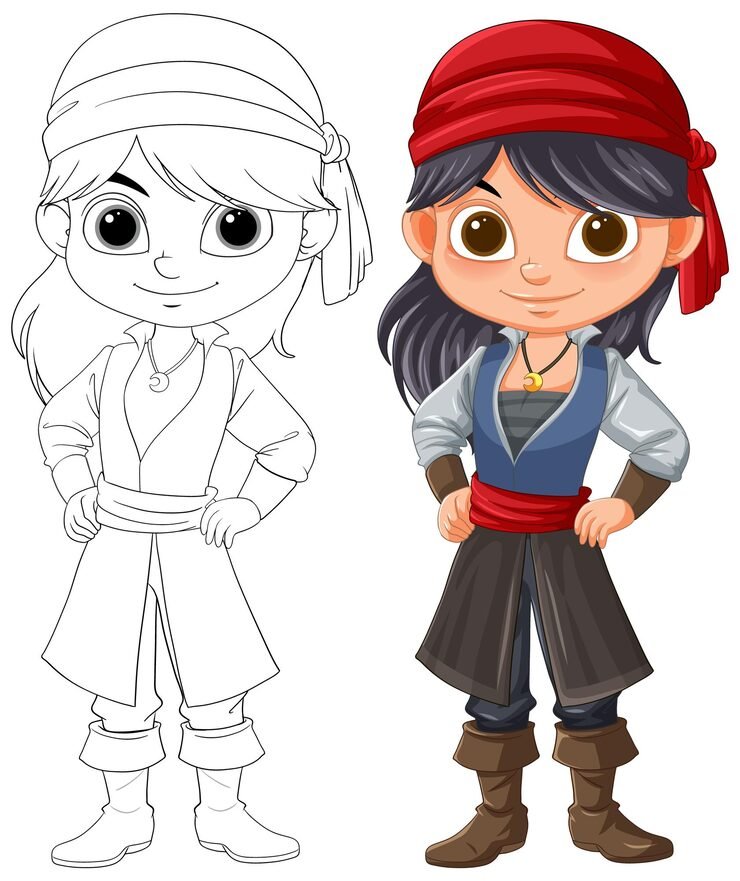 Pirate Kids Vector Illustration Color Outline 1308 169411
