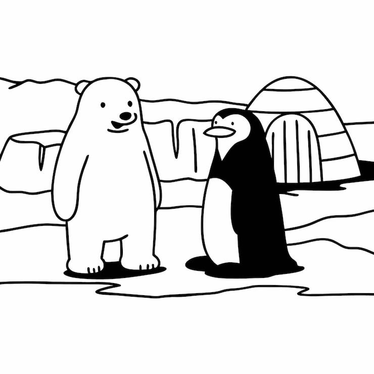 Polar Bear Penguin Are Standing Water 949680 2700