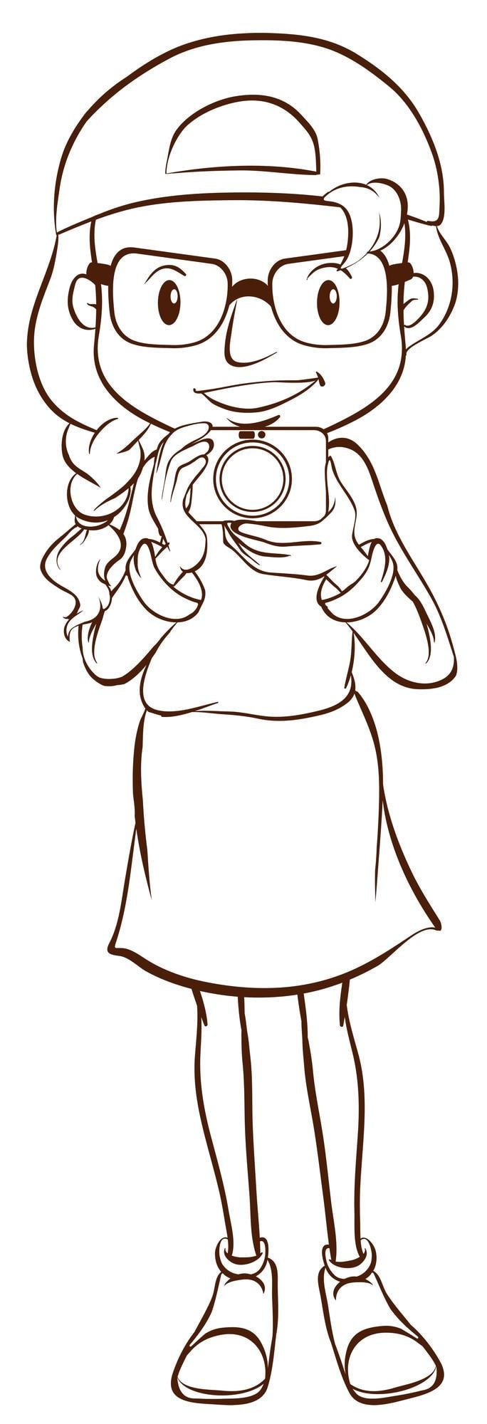 Simple Sketch Female Photographer 1308 83564