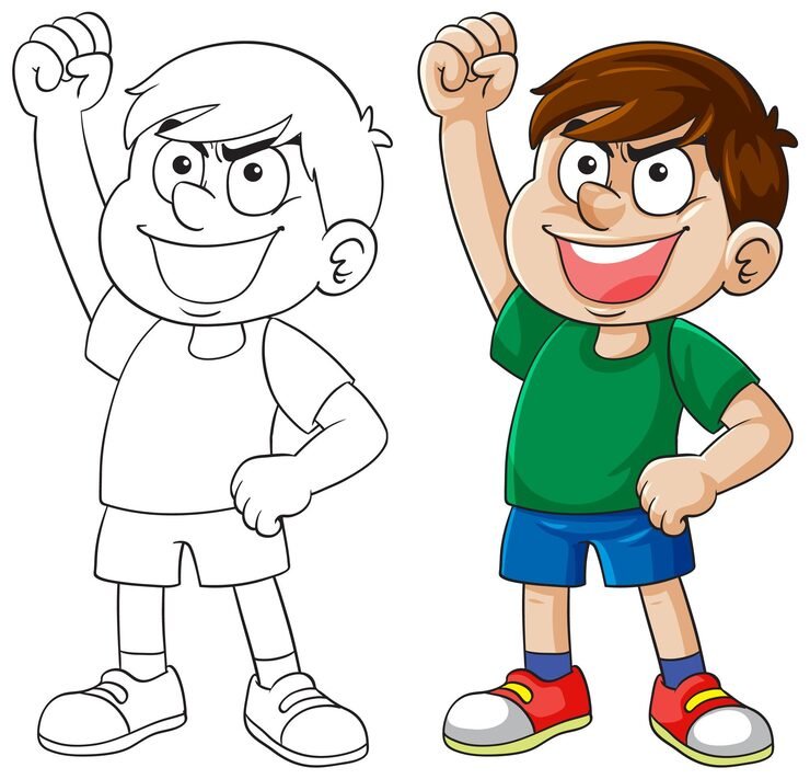 Smiling Boy Raising Fist Victory Pose 1308 182444