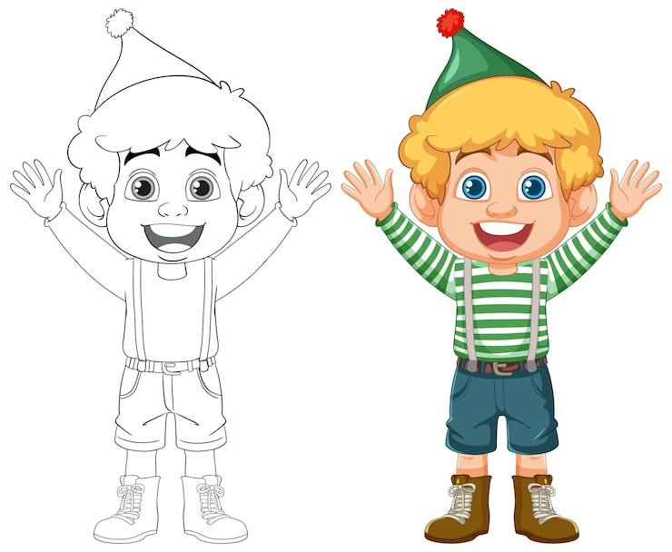 Smiling Boy Wearing Party Hat Cartoon Character 1308 153749