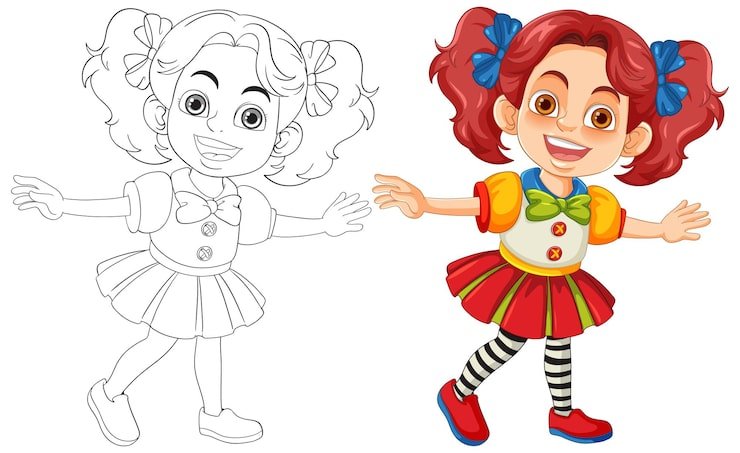 Smiling Circus Clown Girl Cartoon Character 1308 160871