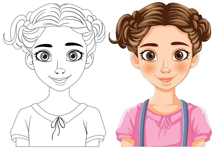 Smiling Girl Vector Illustration Comparison 1308 165596