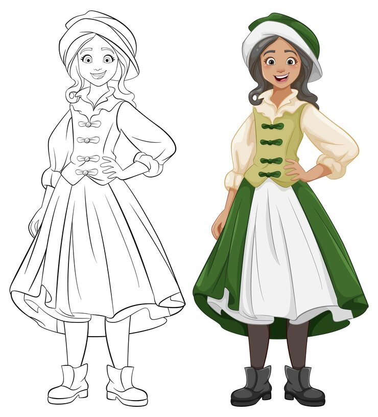 Smiling Woman Austria Traditional Outfit 1308 154289