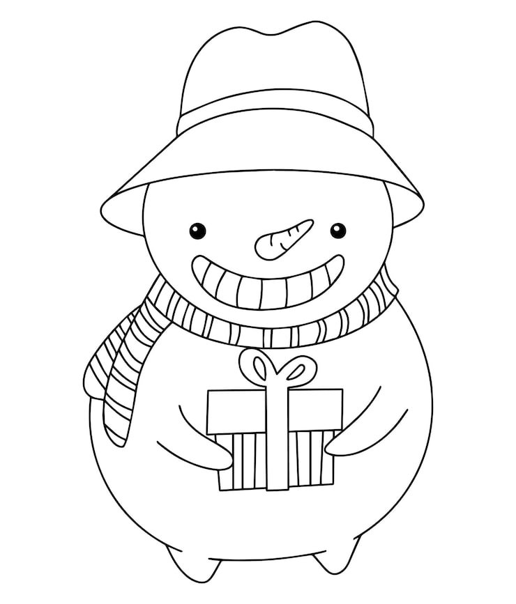 Vector Drawing Cute Snowman Character Coloring Book Doodle Style Christmas New Year 252097 7239