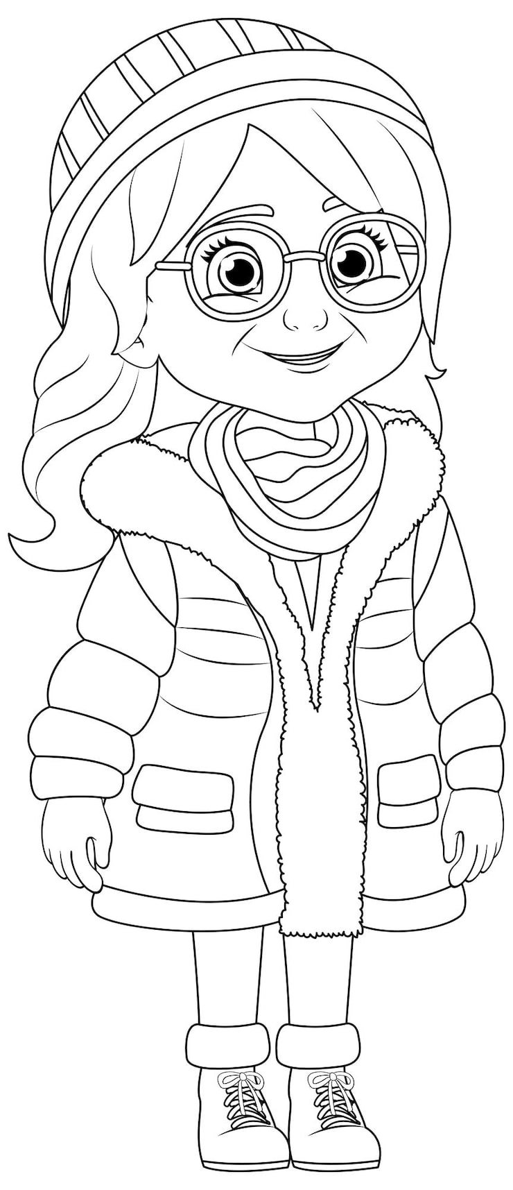 Winter Outfit Woman Glasses Beanie Hat Parka Fur Coat 1308 157414