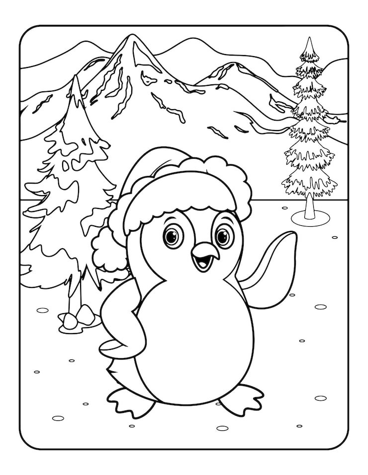 Winter Vector Illustration Template Black White Kids Background Pattern Coloring Book 627432 2478