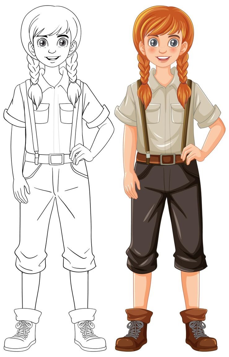 Woman Wearing Suspenders Coloring Page 1308 146817