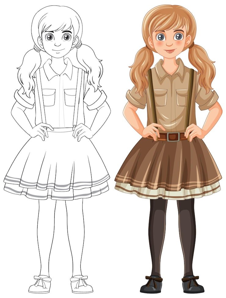 Woman Wearing Suspenders Skirt Outfit 1308 148642