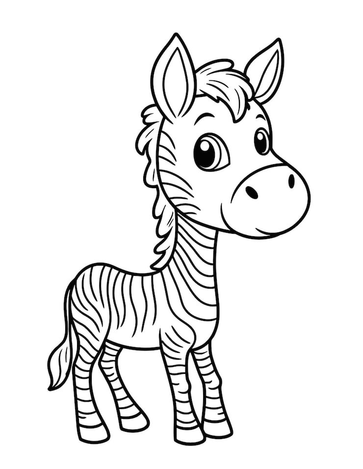 Zebra Drawn White Background With Black Outline Zebra 1166600 961